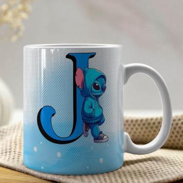 Imagem de Caneca De Porcelana Stitch Letras A-z 325ml Azul J