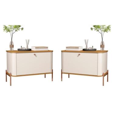 Imagem de Conjunto Mesa De Cabeceira Albania Off White Nature Bronze