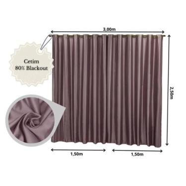 Imagem de Cortina Blackout Porta De Vidro 3,00x2,50 Tecido Acetinado Grosso - Ra