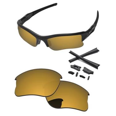 Imagem de PapaViva Lentes de reposição e kits de borracha para óculos de sol Oakley Flak Jacket XLJ OO9009 63 mm, Bronze, dourado, Flak Jacket XLJ