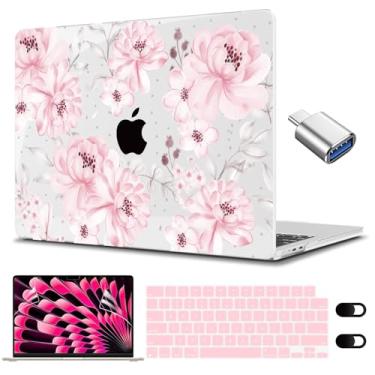 Imagem de CISSOOK Compatível com MacBook Pro de 14 polegadas versão 2025-2021 M5 M4 M3 M2 M1 Chip A3112 A3185 A3401 A2918 A2992 A2779 A2442, capa rígida com capa de teclado e protetor de tela, linda flor rosa