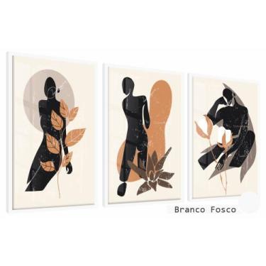 Imagem de Quadros Decorativos Kit 3 Moldura e Vidro Persona Silhueta - Belo Quad