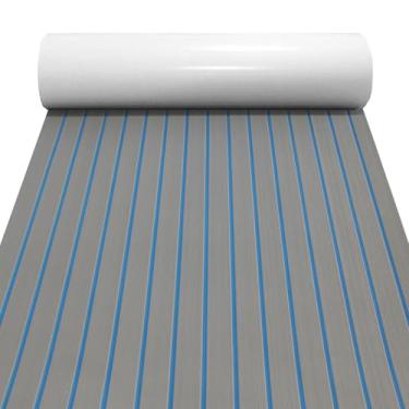 Imagem de CHURERSHINING Tapete de piso de barco Espuma EVA Faux Teak Sea Decking Tapete Marinho Tapete de Decking de Barco Antiderrapante Material de Piso Autoadesivo para Barcos 238 x 89 cm (Cinza Claro -