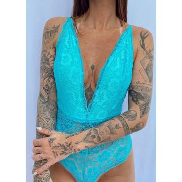 Imagem de Body Strong - Alcinha Decote Super Cavado - Azul Turquesa - Soe Le Mar