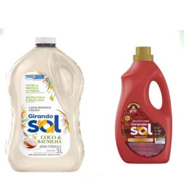 Imagem de Kit Lava Roupas 3 Litros Coco e Baunilha + Amaciante Girando Sol 2 Lt 
