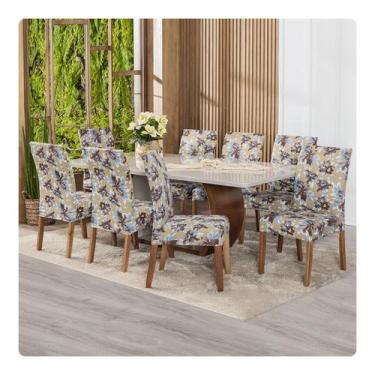 Imagem de Kit Capa De Cadeira 8 Unidades Tecido Malha Gel ESTAMPADA - Lenharo En