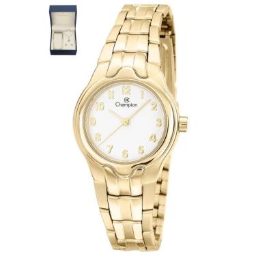 Imagem de Relógio Champion Feminino Dourado  Fundo Branco  + Semi Joia QTZ-Feminino