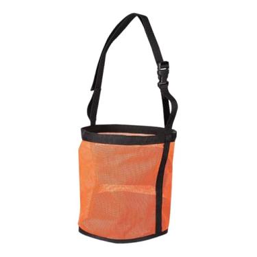 Imagem de YIJU Mesh de malha de saco de feno para ração de cavalos, respirável, fundo sólido, bolsa de paredes de grãos de feno grande para alimentação lenta, Laranja