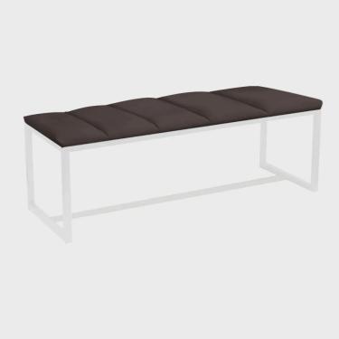 Imagem de Calçadeira Industrial Carla 100cm Solteiro Quarto Box Cama Ferro Branco Suede Marrom - Ahz Móveis