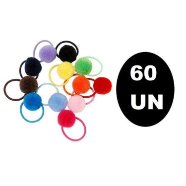 Imagem de 60 Elásticos Para Cabelo Pompom Maria Chiquinha Colorida