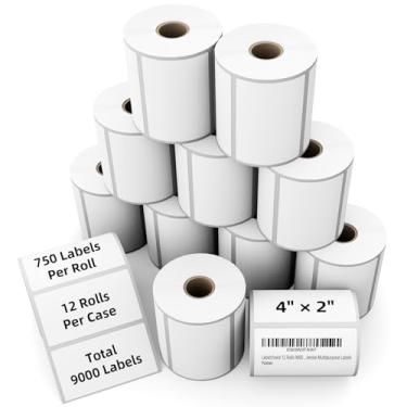 Imagem de Labelchoice 12 rolos 9.000 etiquetas de 10 x 5 cm de etiquetas térmicas diretas de envio de código de barras compatíveis com impressoras Rollo, Zebra, Munbyn, Polono e outras impressoras térmicas de