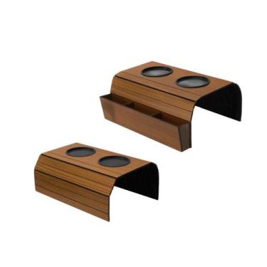 Imagem de Kit 2 Esteiras Bandeja Mdf Suporte Porta Controle Remoto Braço De Sofá