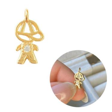 Imagem de Pingente filho masculino menino banhado a ouro cravejado - Morganitte 