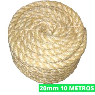 Imagem de Corda De Sisal Natural 20mm 10 Metros Naval Reforçada Arranhador Gatos