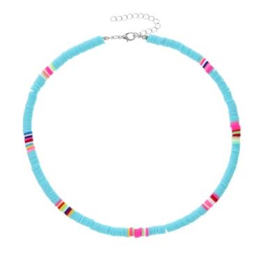 Imagem de Obmyec Heishi Gargantilha de surfista, arco-íris, gargantilha, gargantilha, boêmio, disco, vinil, puka, personalizado, praia, verão, joias, para mulheres, free size, argila de polímero, Liga metálica.
