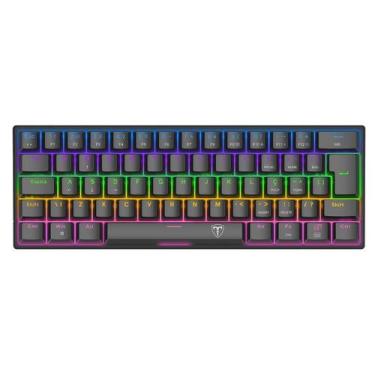 Imagem de Teclado Mecânico Gamer T-Dagger Arena Rainbow Preto 60% Switch Marrom 