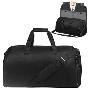 Imagem de Bolsas de vestuário com rodinhas para viagem, bolsa de vestuário com rodas, bolsa de viagem conversível, bolsa de mão com bolsa de sapatos, bolsa de viagem conversível 3 em 1, Preto, Sacos de