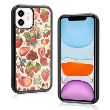 Imagem de Onemiliayears Capa de telefone fofa fruta morango: Kawaii primavera colorida retrô estética compatível com iPhone 11 capa para mulheres e meninas (iPhone 11)
