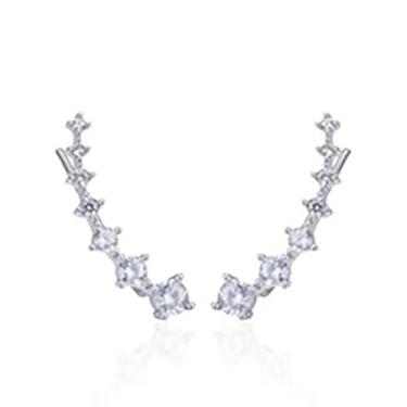 Imagem de Clipes de orelha femininos de cartilagem de zircônia folheados a ouro branco, simples, cintilantes, adequados para aqueles sem furos de orelha, hipoalergênicos, argola, jaqueta, brincos, joias, Small