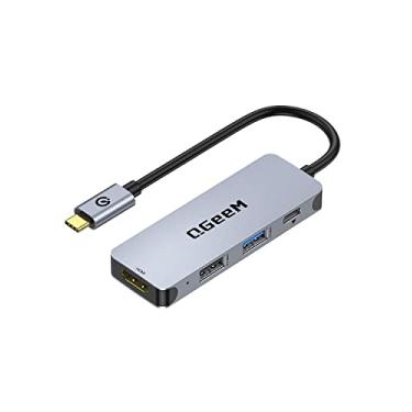 Imagem de QGeeM Hub USB C 5 em 1 adaptador AV digital multiportas 4K HDMI, entrega de energia de 100 W, 3 portas de dados USB-A, dongle USB C, compatível com MacBook Pro Air, iPad, HP, Dell, Lenovo, iMac iPhone