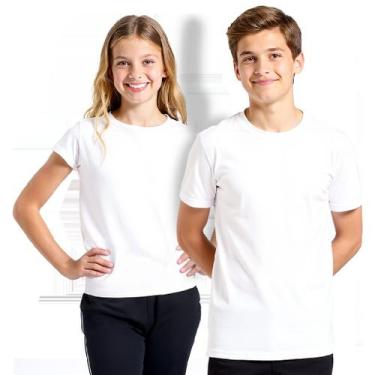 Imagem de Camiseta Lisa Manga Curta Juvenil Poliéster Branca - Del France, 12, B