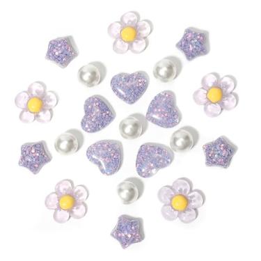 Imagem de CIKKITZ 21 peças de pingentes de flores para sandálias de tamanco, coração, estrela, pingentes de pérolas, acessórios para meninas, pingentes de decoração de sapatos DIY para mulheres, lembrancinhas