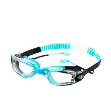 Imagem de Dynwave Óculos de natação para crianças, óculos para piscina aquática, visão nítida com protetores auriculares, de piscina ajustáveis, de natação, Azul Preto
