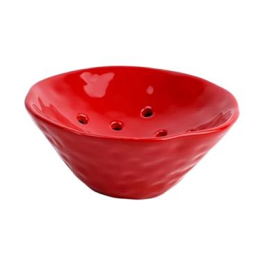 Imagem de Ｂｅｓｇａ Suporte floral sapo arranjo de flores decoração suporte decorativo moda vaso de cerâmica vaso de flores tigela para sala de estar escritório, Vermelho