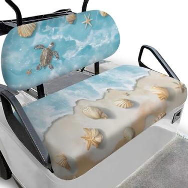 Imagem de Pirexcny Protetor de assento universal para carrinho de golfe Turtle Shell, pacote com 2, capas de assento de carrinho de golfe, tecido Oxford, capas de assento de carro de clube com tecnologia