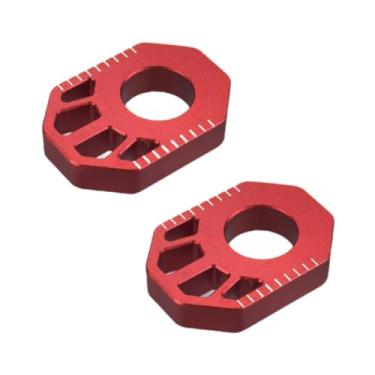 Imagem de JicSuXi 1 par de blocos de eixo traseiro para bicicleta de terra, substituição de eixo de corrente CNC, ajustador de corrente, liga de alumínio para, Vermelho
