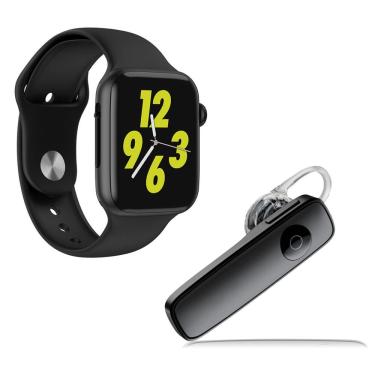 Imagem de Kit 1 Relógio Smartwatch Iwo 8 Lite + Fone Estéreo Preto