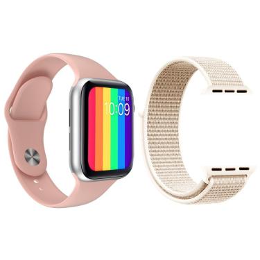 Imagem de Kit 1 Relógio Smartwatch W26 Rosa + 1 Pulseira Rosa Vintage