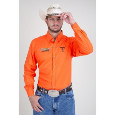 Imagem de CAMISA COMPETIÇÃO MASCULINA MANGA LONGA TEXAS FARM - CP007 - DO XG AO G2 - LARANJA VIVO-Masculino