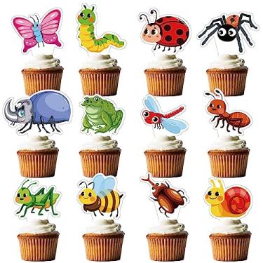 Imagem de Xiliconie 24 Peças De Enfeites Para Cupcake Verão E Primavera, Insetos, Abelhas, Caracóis, Joaninhas, Lembrancinhas Festa Meninas, Meninos, Chá Bebê, Decoração Aniversário