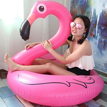Imagem de Anel de natação inflável Zmiao 90 cm 120 cm de flamingo aumenta a vida útil da boia, 90cm