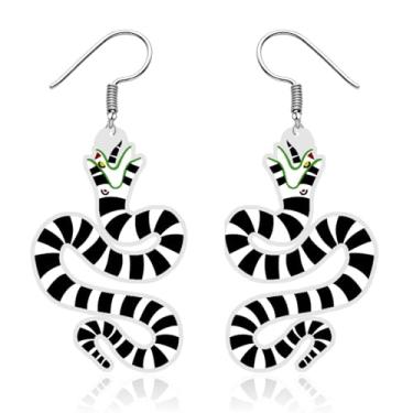 Imagem de Brincos Beetlejuice para mulheres, inspirados em Betelgeuse, crânio, lápide de caixão, brincos de minhoca da areia, fantasia de suco, fantasia feminina de Halloween Betelgeuse, acessórios para festa,