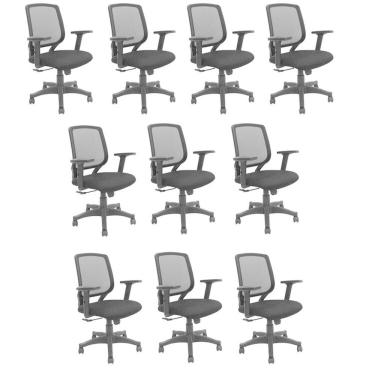 Imagem de Kit com 10 Cadeiras de Escritório Diretor Giratória Office Ávila Preto