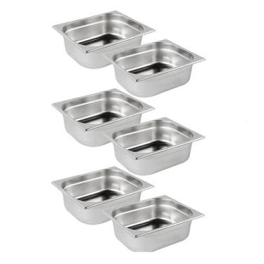 Imagem de Kit de 6 Cubas Gastronômicas Sem Tampa Inox 1/4 100mm - Zepper