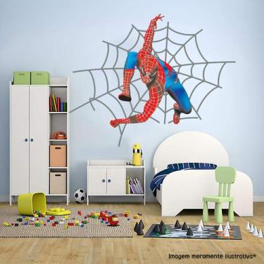 Imagem de Adesivo De Parede Homem Aranha Na Teia - Lojinha Da Luc Adesivos