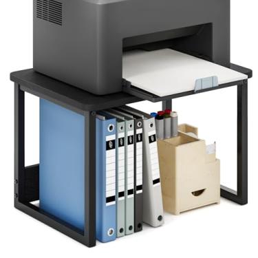 Imagem de MARTY Suporte de impressora com armazenamento para mesa, organizador de prateleira para impressora de mesa para casa/escritório, suporte de impressora resistente sob a mesa, mesa de impressora pequena