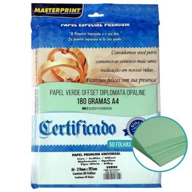 Imagem de Papel verde diplomata/liso/offset 180g a4 - 50 fls - Masterprint