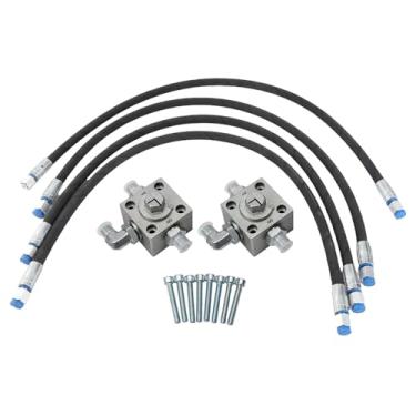 Imagem de 2 Três Válvulas Desversor Escavadeira para 1-2 Ton Mini Escavadeira Chinesa, Válvulas Desversor Hidráulicas Mini Escavadeira Anexos Com 31in Mangueiras Flexíveis Fit M14 Mangueira