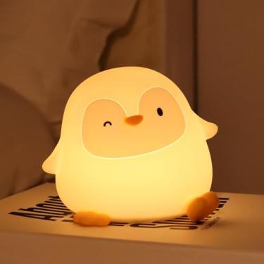 Imagem de Emmanoth Squishy Penguin Luz noturna de silicone para crianças - Lâmpada LED recarregável por USB com toque suave, bateria de longa duração e controle de toque - Luz de pinguim fofa para quarto de