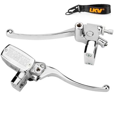 Imagem de LKV Alavanca de embreagem do cilindro mestre de freio esquerdo e direito compatível com Honda VT600 VT750 VT1100 VT1300 VTX1300 VF750, OEM #45510-MFR-305 53172-MR1-000 53178-MAH-000, prata