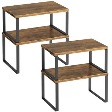 Imagem de Conjunto de 4 organizadores de armário de cozinha, prateleiras de balcão de cozinha, marrom rústico