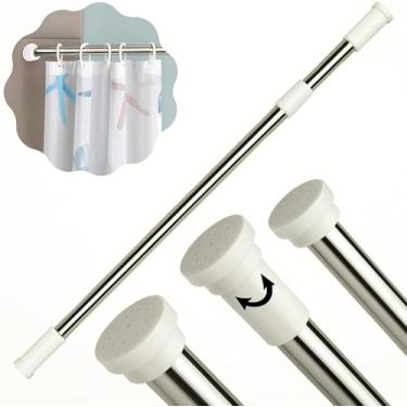 Imagem de Varão Extensível Regulável para Cortina de Banheiro e Cozinha 70-120 cm - Suporte de Pressão Sem Furar, em Alumínio Ideal para Box, Janelas e Armários