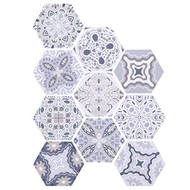 Imagem de KIMISS Adesivo de Ladrilhos de Padrão Hexagonal-Decoração de Piso e Parede Sem Escorregões à Prova d'água para Banheiro e Cozinha, Adesivos de PVC Auto-adesivos