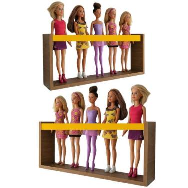 Imagem de 2 Prateleiras para Bonecas Barbie Bonecos Heróis Nicho Expositor Decor