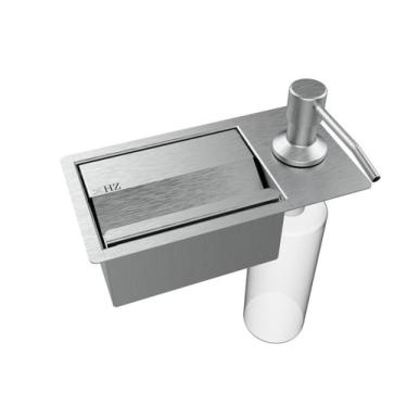 Imagem de Porta Esponja 21x11cm Com Dispenser Detergente Embutir Inox - HZ