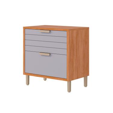 Imagem de Módulo Cozinha MGM Eloise Balcão c/ Tampo c/ 1 Gaveta e 1 Porta Basculante Riscada 80 cm Cinamomo/Platina-MGM